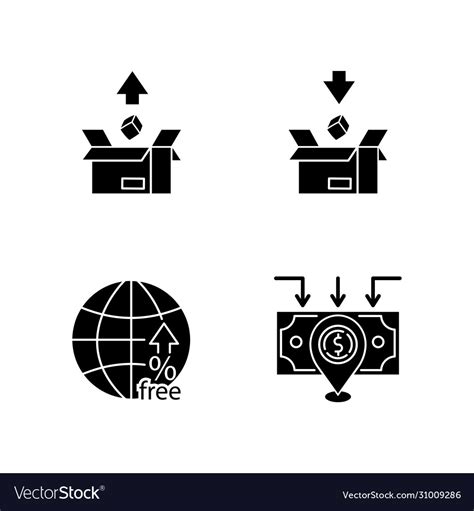 International Trade Customs Taxes Black Glyph Vector Image