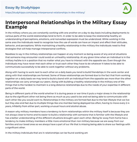 Interpersonal Relationships In The Military Essay Example