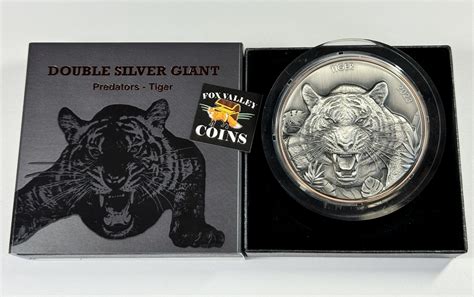 Vanuatu Vatu Double Silver Giant Tiger Ultra High Relief Bi