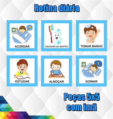 PECs de Rotina infantil diaria peças 5x5 imã Elo7