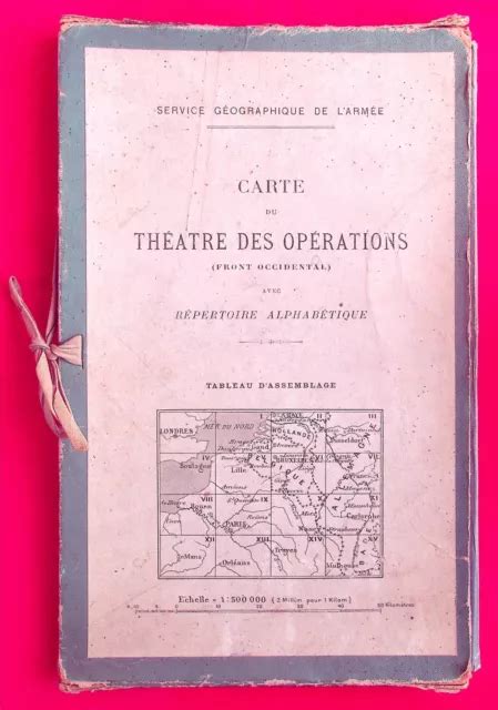 CARTE DU THÉÂTRE des opérations front occidental Guerre 1914 1918