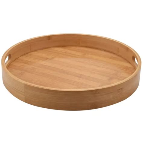 X Plateau De Service En Bambou En Bois Rond Pour Plateaux Repas