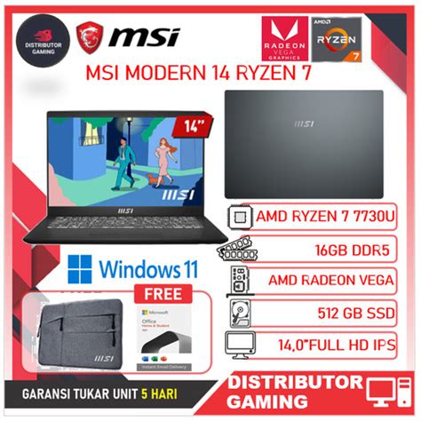 Jual Msi Modern Ryzen U Gb Gb W Ohs Fhd Ips Scren