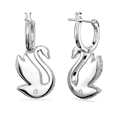 Buy Swarovski Swarovski Iconic Swan Drop Earrings Swan White Rhodium