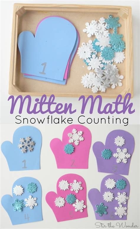 Mitten Math Snowflake Counting For Preschoolers Stir The Wonder