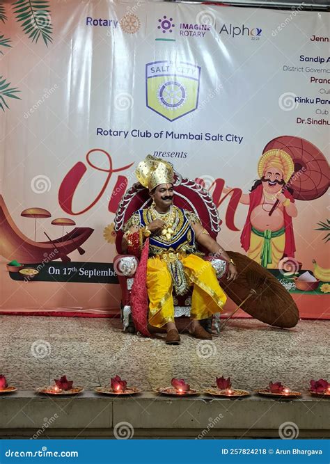 Man Dressed As King Mahabali During Onam Festival Of India Editorial