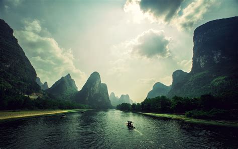 Wallpaper Sunlight Landscape Mountains Sea Bay Lake Rock