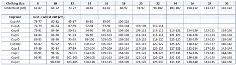 Playtex Bra Size Chart