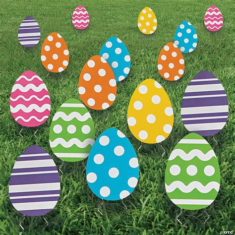 8 Mini Easter Egg Yard Signs 24 Pc