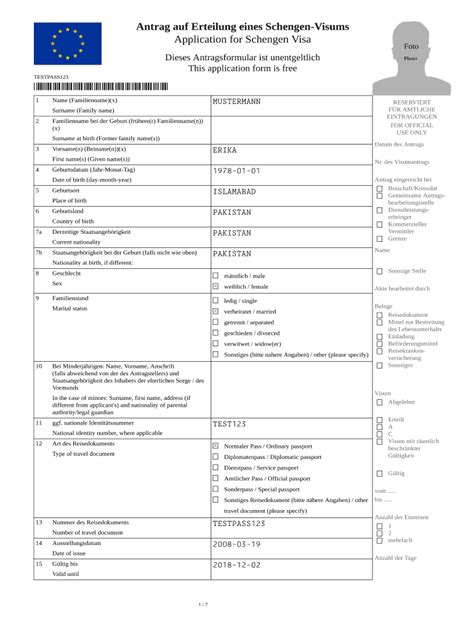 Antrag Auf Erteilung Eines Nationalen Visums Application For A National