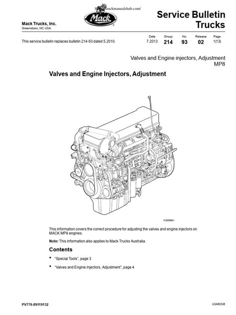 Mack Mp8 Valves And Engine Injectors Adjustment Manual Pdf