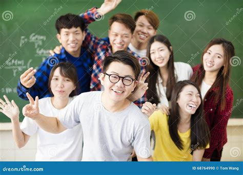 Happy Young Group College Student In Classroom Stock Photo Image Of