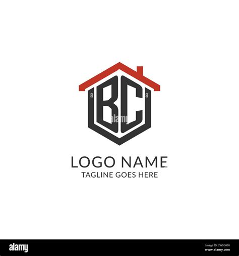 Initial Logo Bc Monogram With Home Roof Hexagon Shape Design Simple And Minimal Real Estate