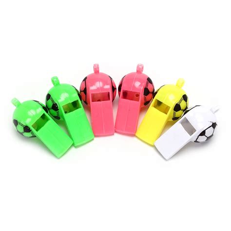 6pcslot Plastic Whistles Toys With Ropes Soccer Football Whistle