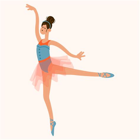 Dancing Ballerina Girl In A Ballet Tutu Costume Hand Drawn Vector