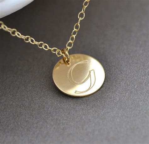 Initial Disc Gold Necklace 14k Gold Or Rose Gold Filled Etsy Ireland