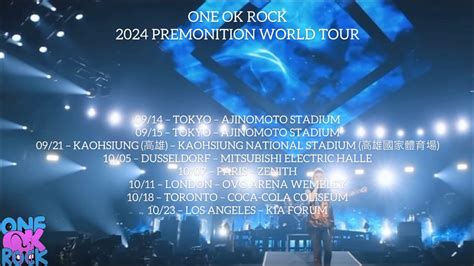 One Ok Rock 2024 Premonition World Tour Set List Predict Youtube