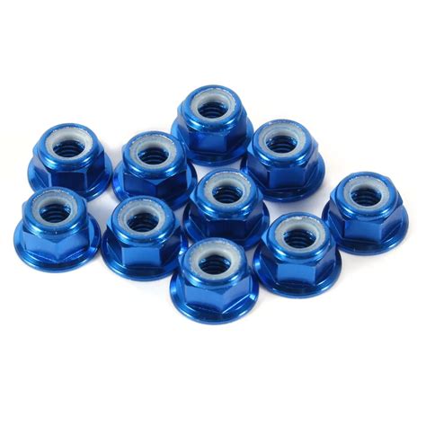 Royal Blue M M Aluminium Flanged Nyloc Nuts Flange Nylon Insert