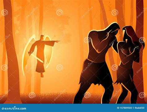 Adam And Eve Expelled From The Garden Stock Vector Illustration Of