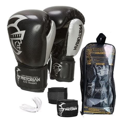 Kit Muay Thai Boxe Pretorian Luva Elite Pta E Prata Oz Submarino