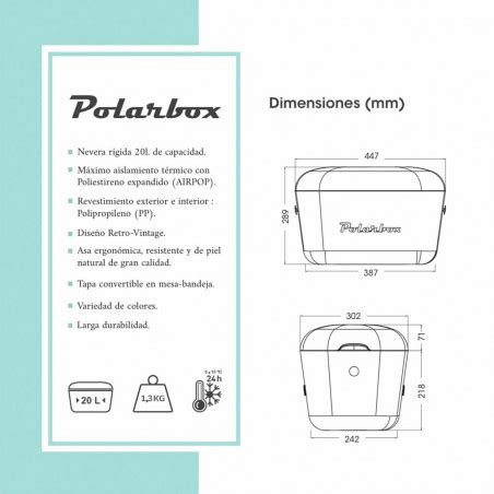 Polarbox Classic 20L verde agua Nevera portátil retro vintage