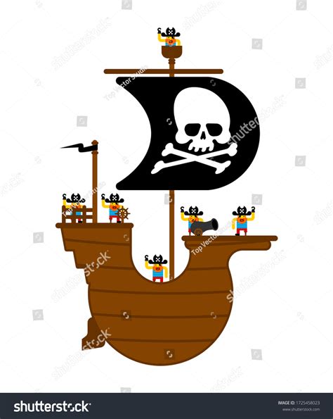 Pirate Ship Isolated Cartoon Style Vector Stock Vector Royalty Free