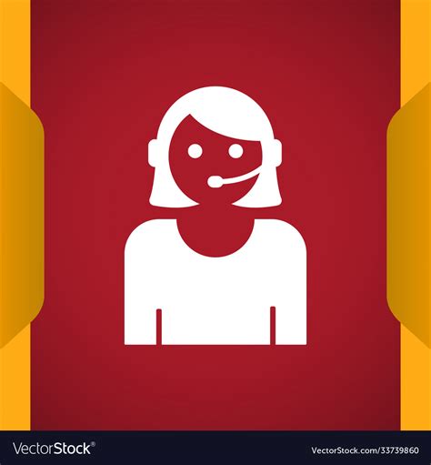 Call Center Woman With Headset Icon For Web Vector Image