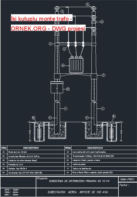 Ki Kutuplu Monte Trafo Dwg Projesi Autocad Projeler