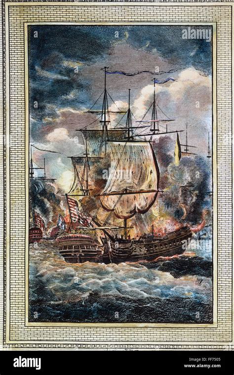 BONHOMME RICHARD, 1779. /nThe engagement between Bonhomme Richard and ...