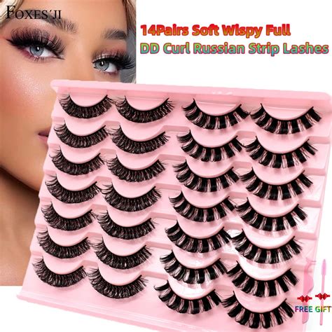 Foxesji Russian Strip Lashes Dd Curl Full Soft Natural D Faux Mink