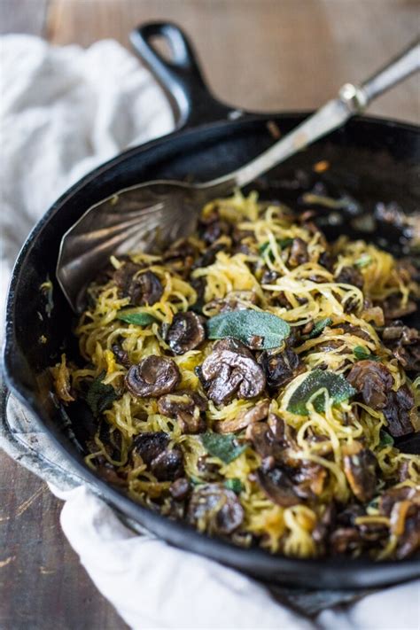 Roasted Spaghetti Squash With Mushrooms Garlic Sage