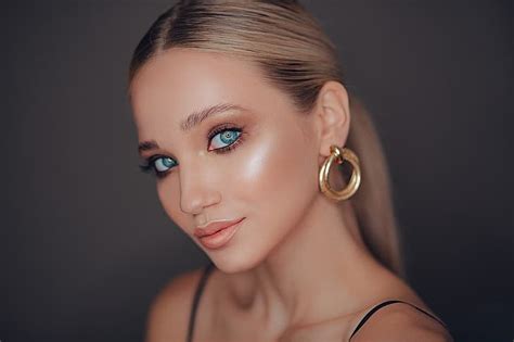 HD Wallpaper Grigoriy Lifin Women Blonde Long Hair Ponytail Blue