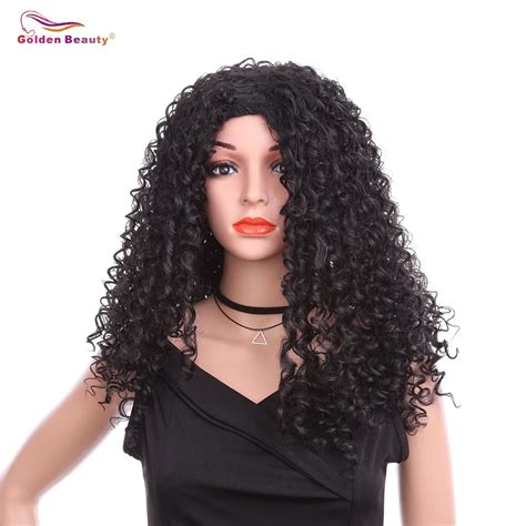 20inch Long Kinky Curly Machine Made Synthetic Wig Natural Hair Heat