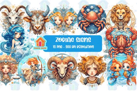 Zodiac Signs Sublimation Clipart Png Graphic By Kookie House Creative