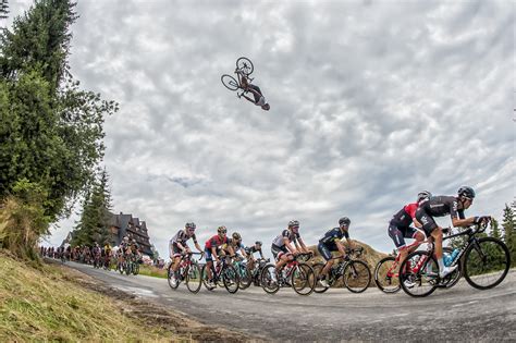 Szymon Godziek Backflips A Road Bike Over Tour De Pologne Peloton Video