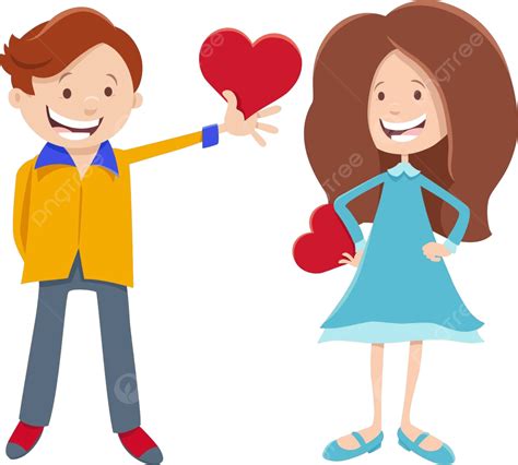 Tarjeta De San Valentín Con Personajes De Niña Y Niño Humor Concepto De Tarjeta De San Valentín