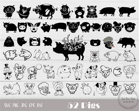 Pig With Flowers Svg, Pig Svg Bundle, Pig Cut Files, Funny Pig Svg ...