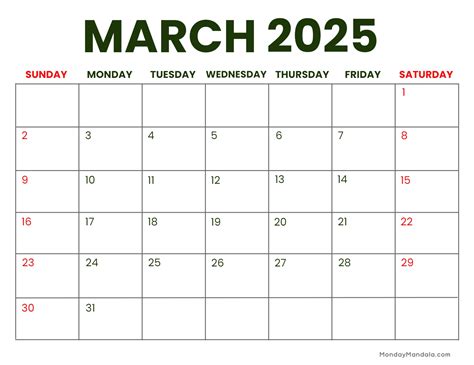 March Calendar Free Pdf Printables