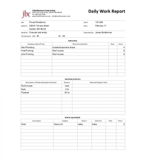 Daily Labour Report Format Excel Excel Templates