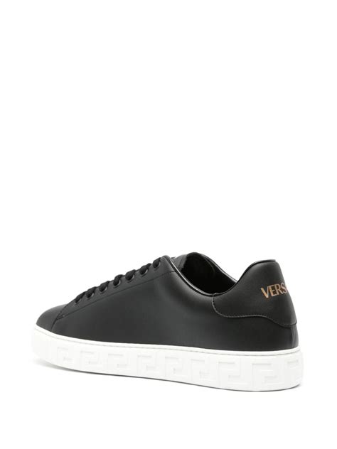 Versace Greca Lace Up Sneakers In Black Modesens