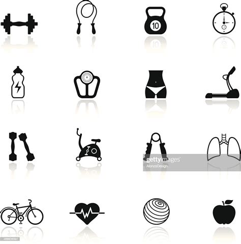 Fitness Icon Set Colored In Black And White High-Res Vector Graphic - Getty Images