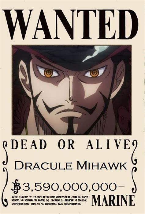 Recompensa De Dracule Mihawk Del Anime One Piece Recompensa Oficial