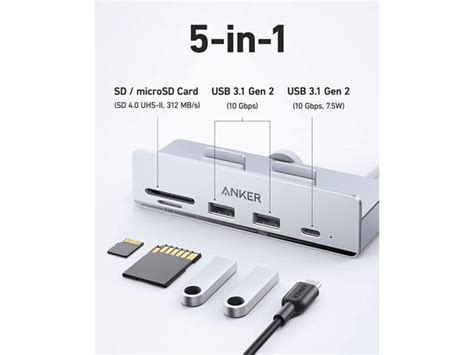 Anker 535 USB C Hub 5 In 1 For IMac With 2 USB A 10 Gbps Data Ports