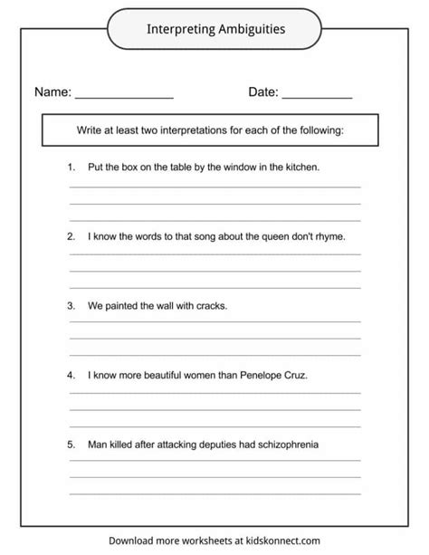 Ambiguity Worksheets And Facts Definition Examples Activities