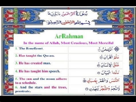 Surah Rahman With English Translation Complete YouTube