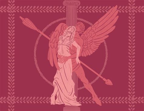 An Illustration Of The Greek Mythology Characters Cupid And Psyche