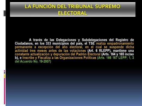 La FunciÓn Del Tribunal Supremo Electoral El Tribunal Supremo Electoral