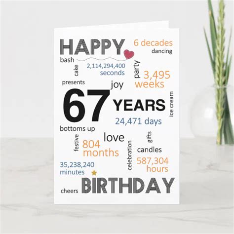 67th Birthday Card Zazzle