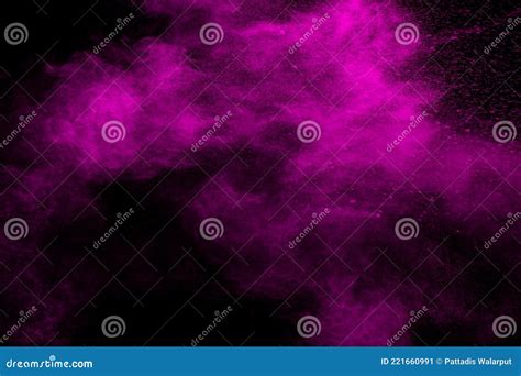 Abstract Pink Dust Particles Explosion On Black Background Freeze