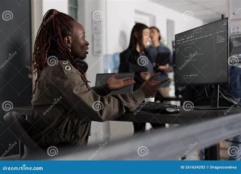 African American System Engineer Working On Html Code Development Stock